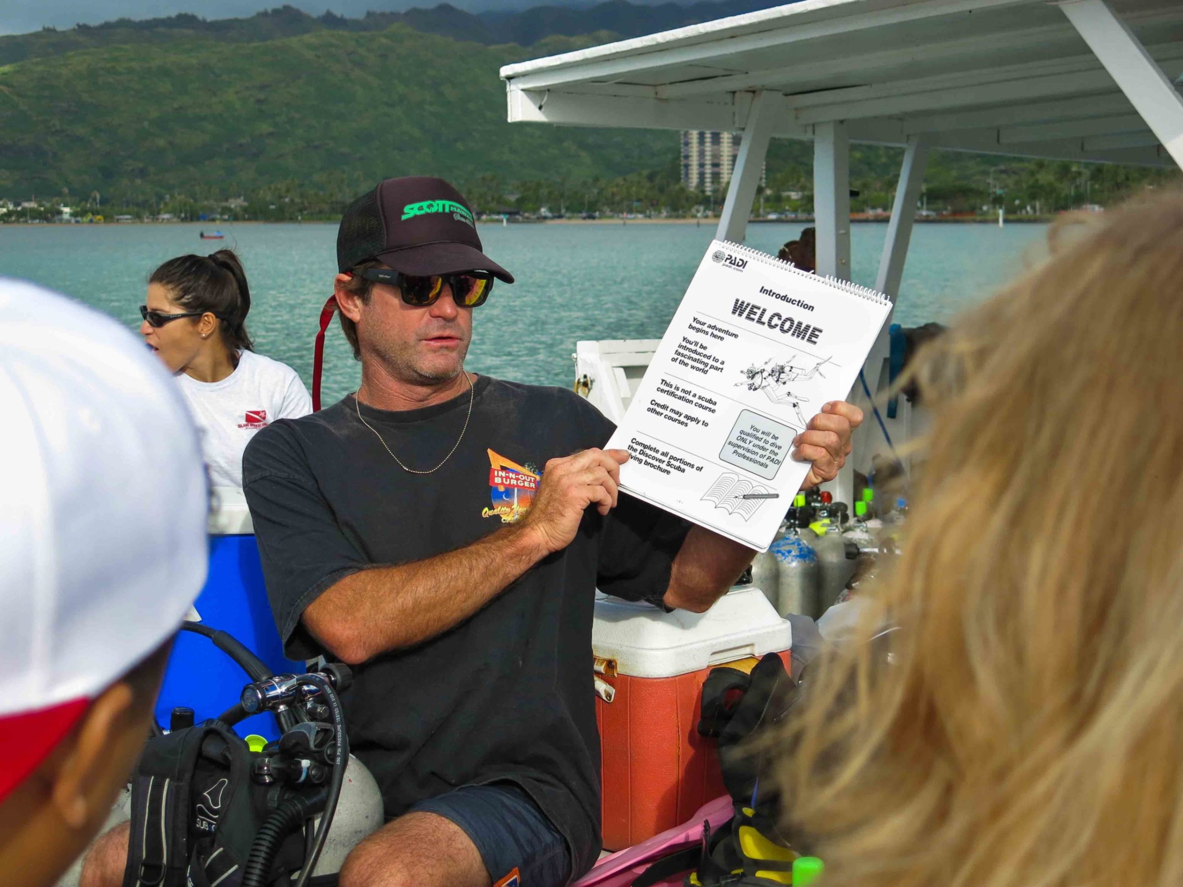 a man holding a sign